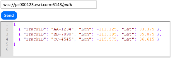 Event data organized in a JSON array